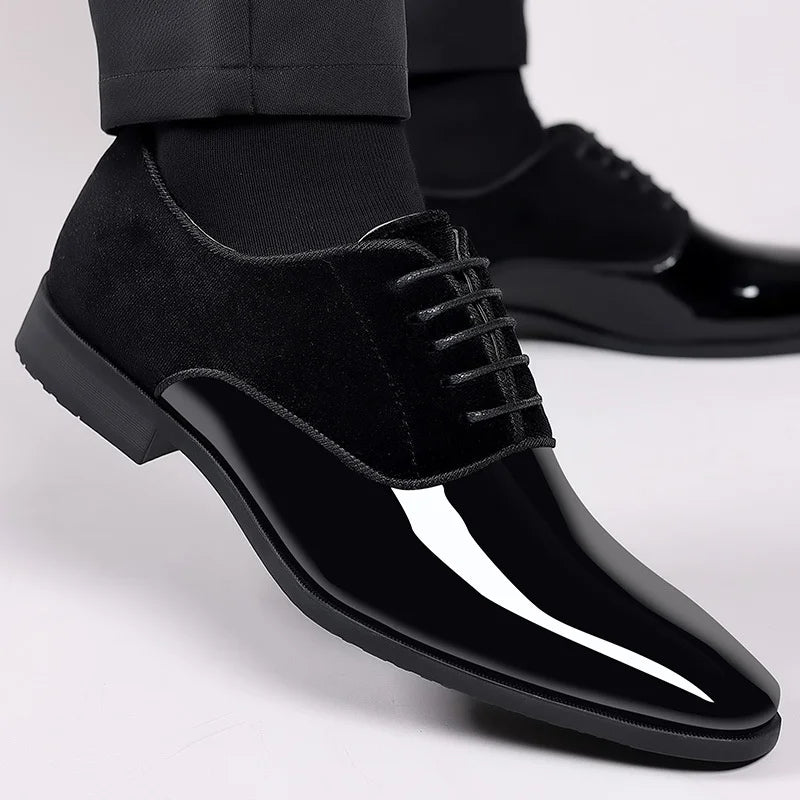 Zapatos de vestir hombre con cordones piel brillante elegante
