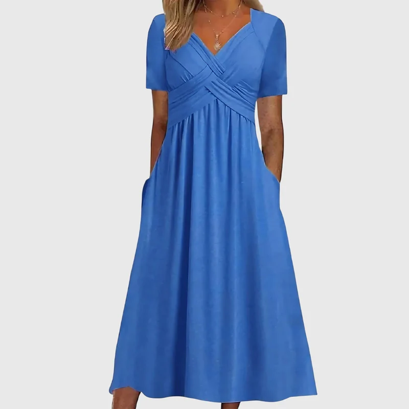 Vestido midi Mujer escote en V