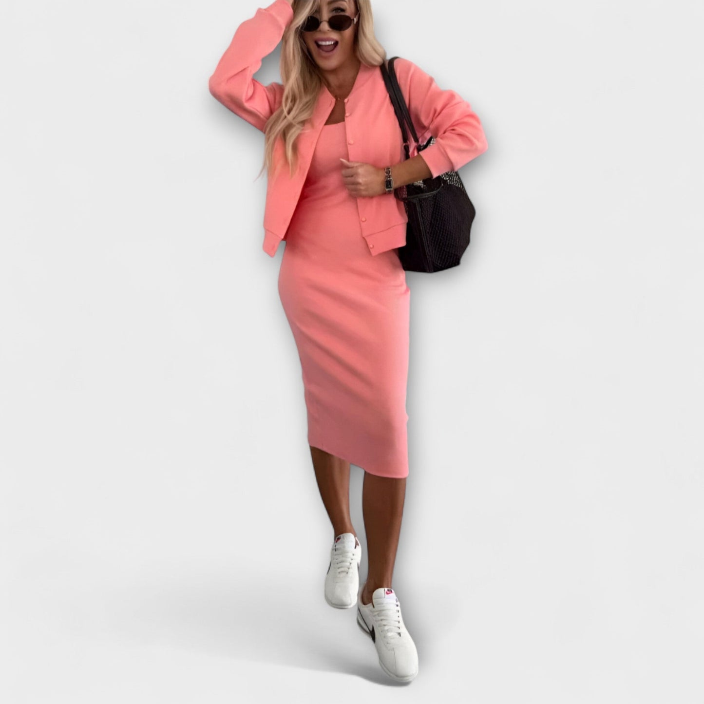 Vestido midi mujer ajustado con chaqueta a juego