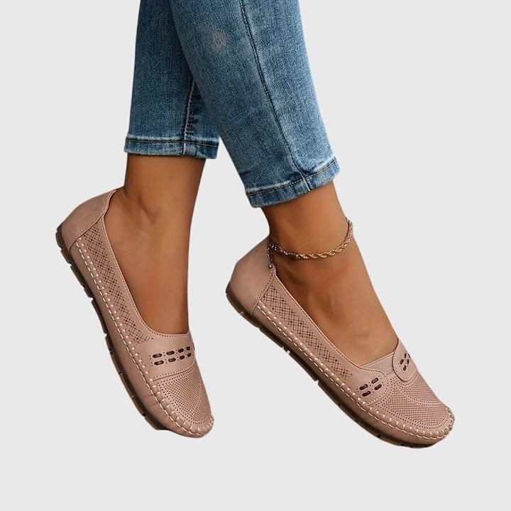 Mocasines Mujer Sintético Perforado Sin Cordones Casual