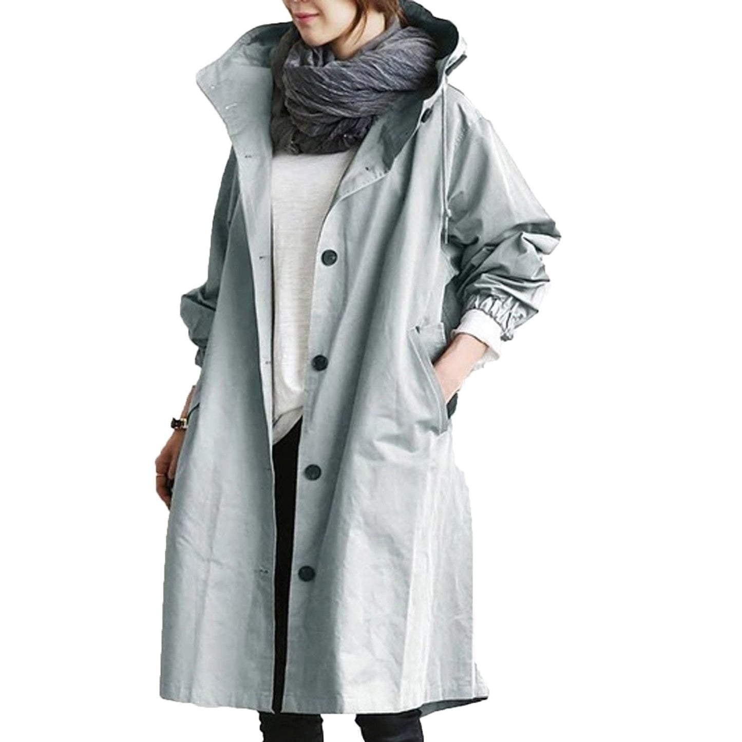 Gabardina larga mujer impermeable invierno