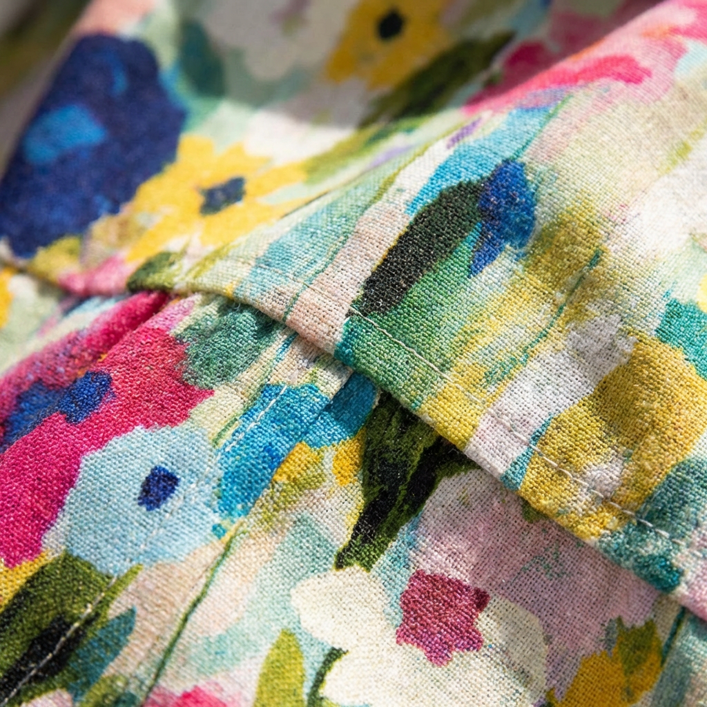 Vestido Corto Mujer Floral Escote en V Manga Volante