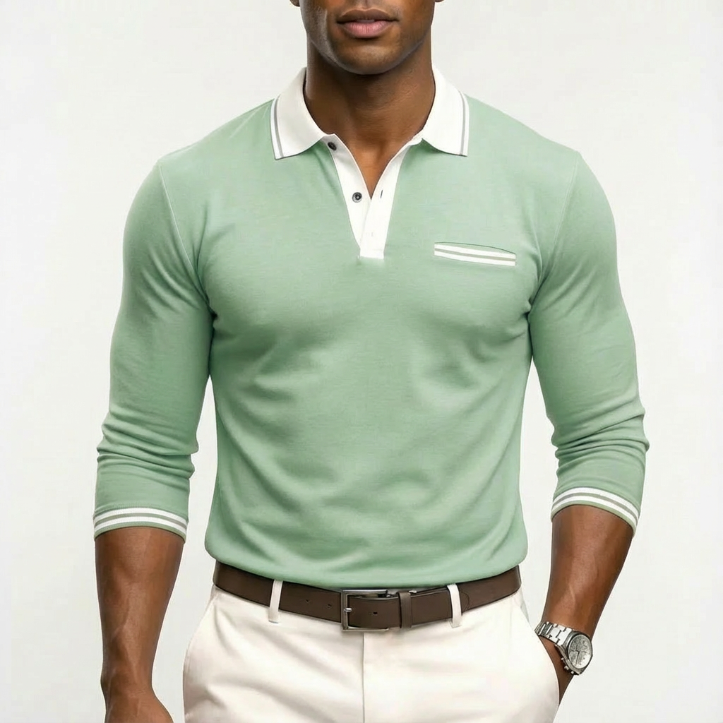 Camiseta polo hombre con cuello y puños de contraste clásico