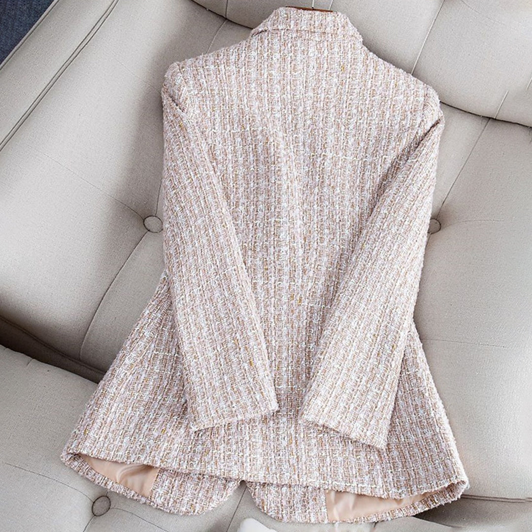 Blazer Mujer de Cuadros con Encaje Ajuste Clásico