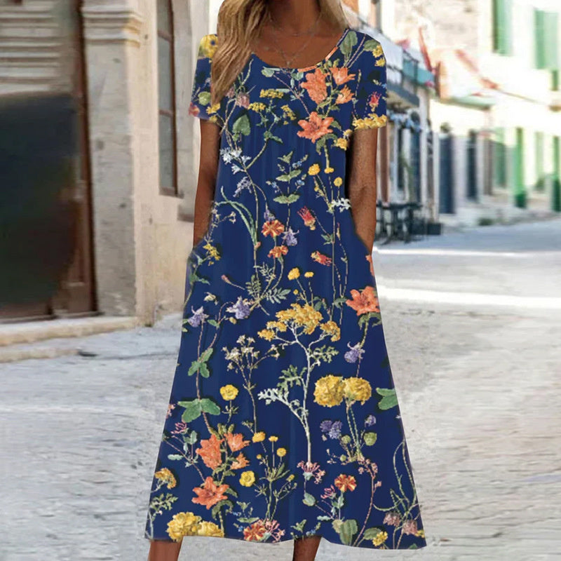 Vestido largo mujer con estampado floral bolsillos informal