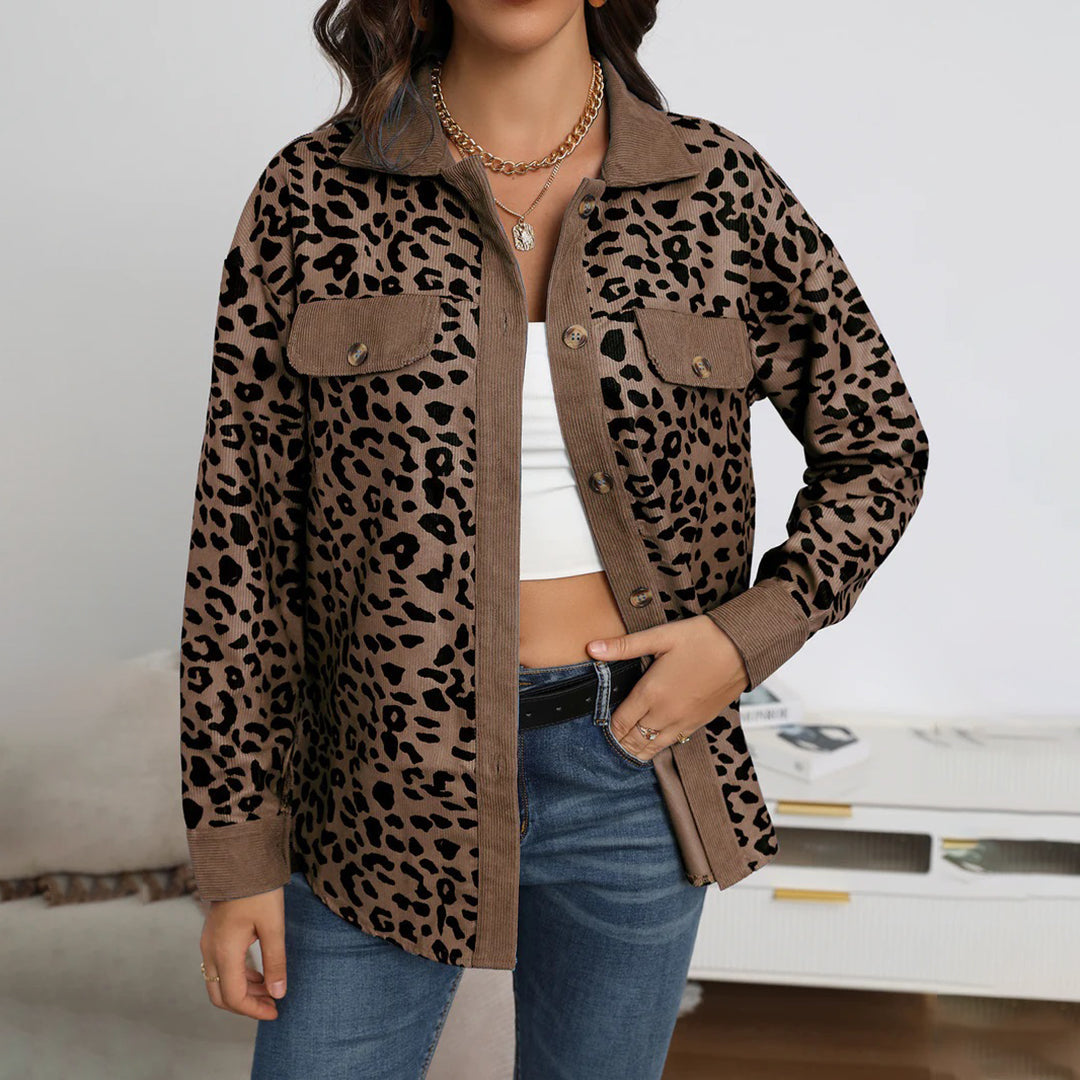 Blazer Mujer Estampado Animal Ajuste Entallado