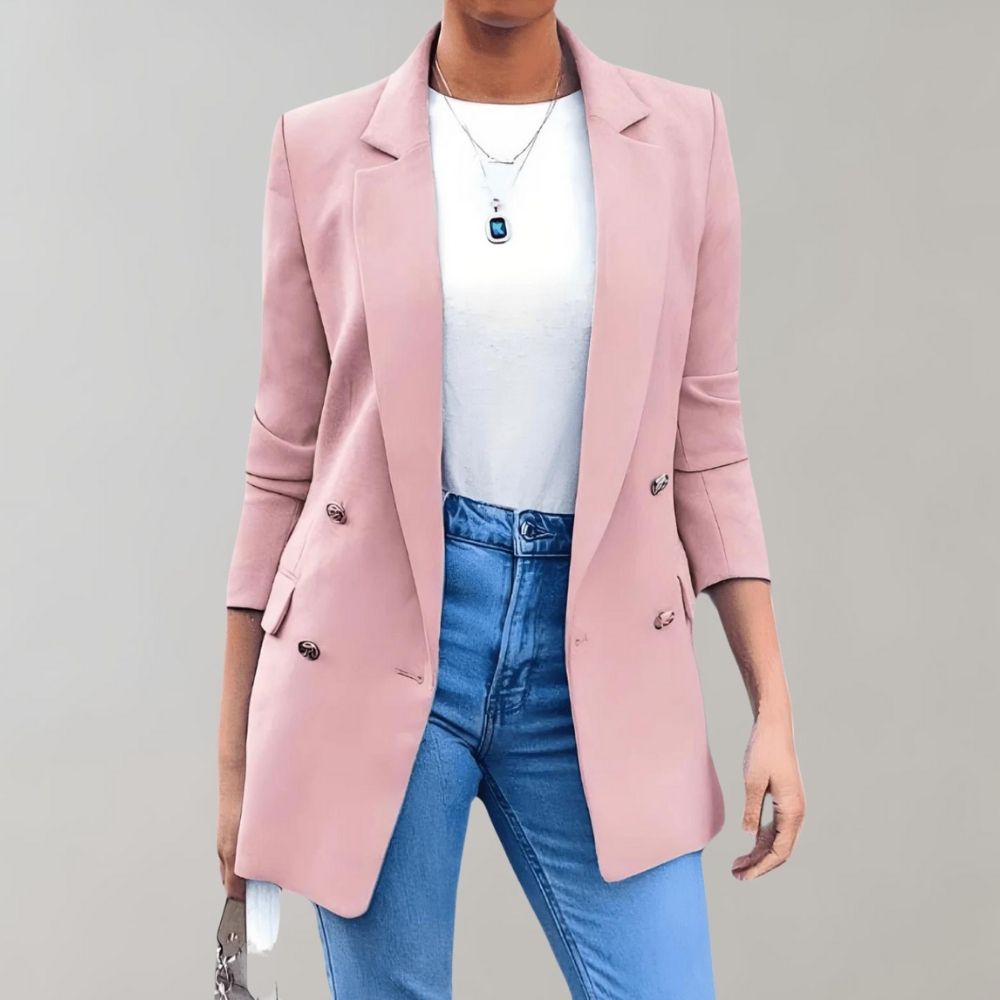 Blazer Largo Mujer de Tejido Elegante Corte Recto