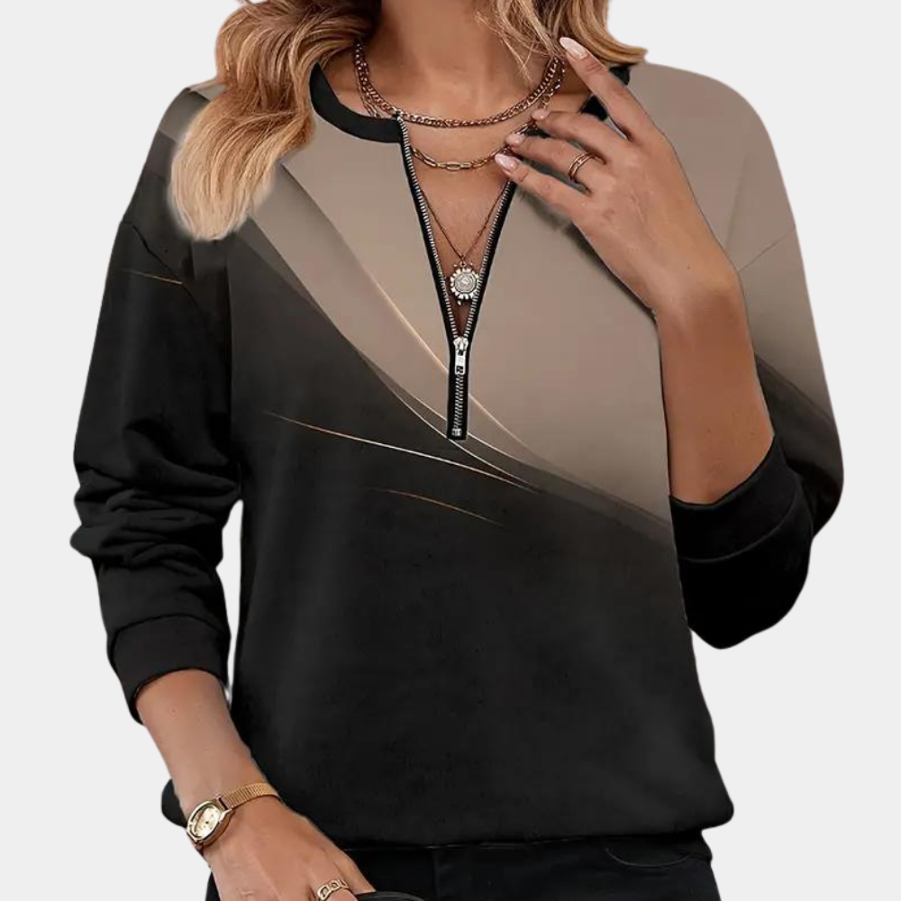 Sudadera Mujer con Cremallera y Mangas Largas Degradada