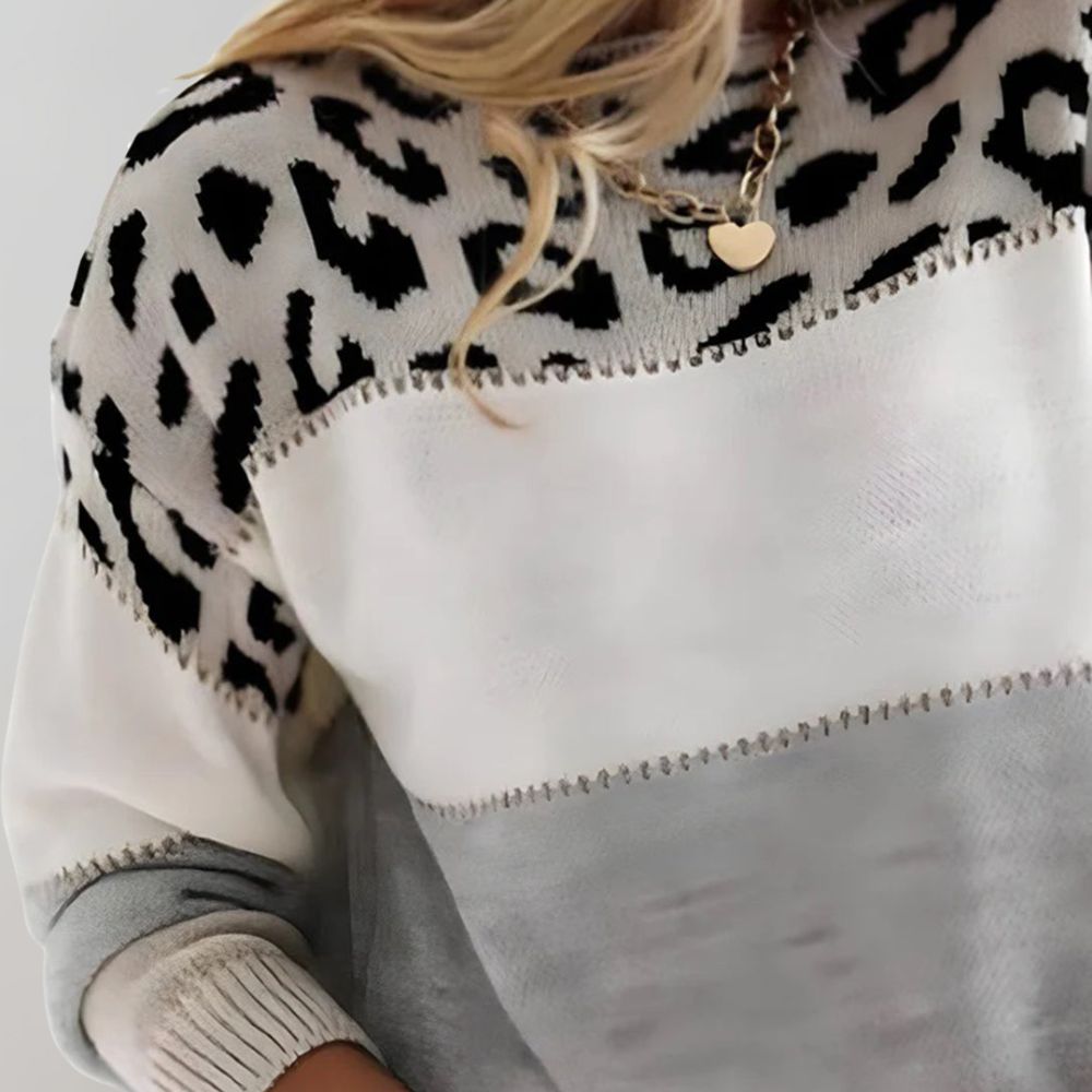 Jersey mujer de punto estampado animal corte cómodo