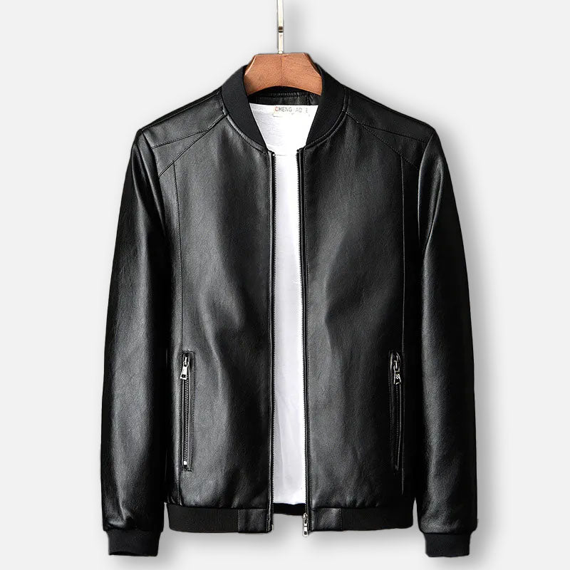 Chaqueta Hombre de Cuero con Cremallera Ajuste Clasico
