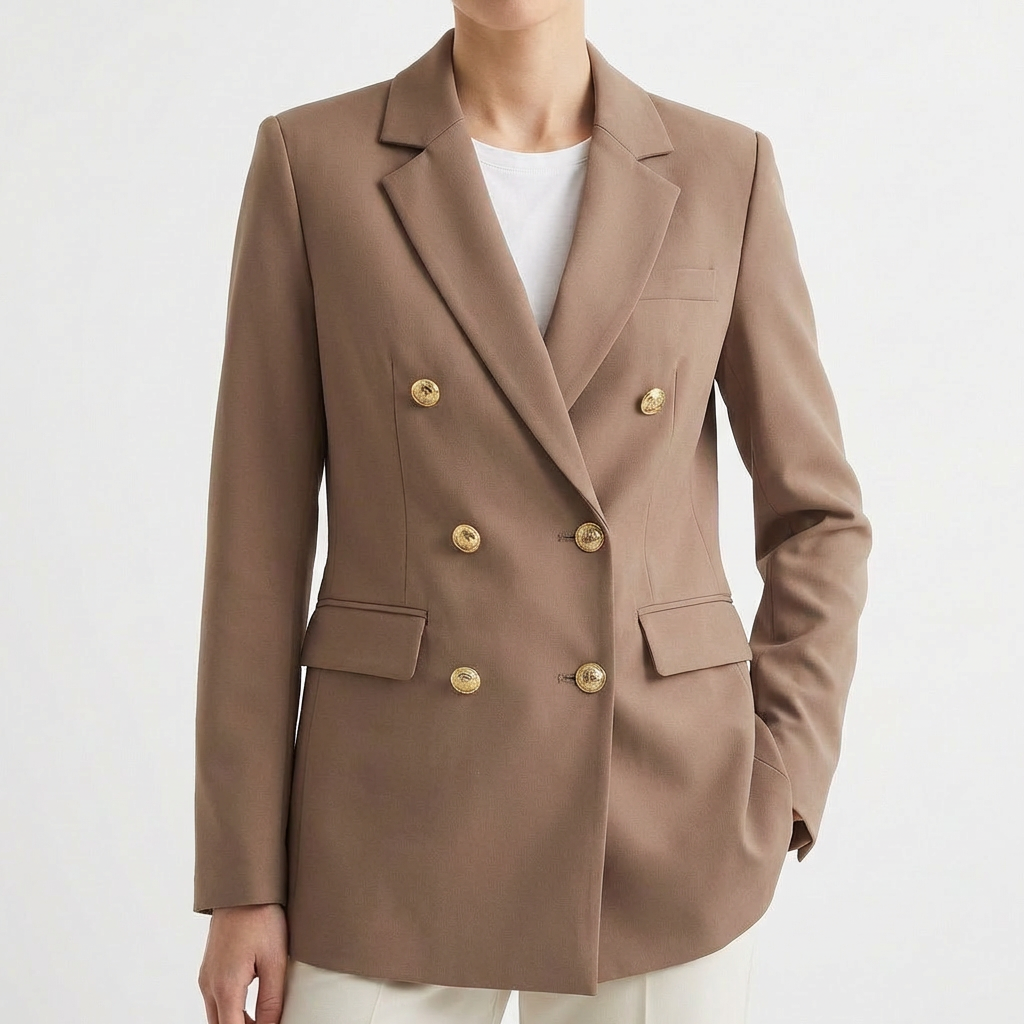 Blazer Mujer Cruzado con Botones Decorativos Estilo Ejecutivo