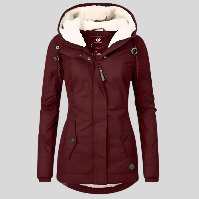 Chaqueta Mujer Impermeable Larga con Capucha Ajuste Regular