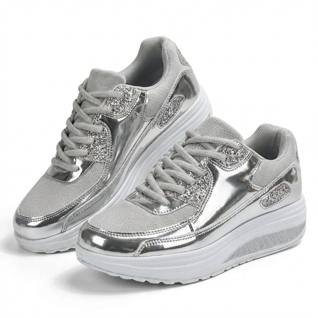 Zapatillas Mujer Plataforma Brillantes Glitter