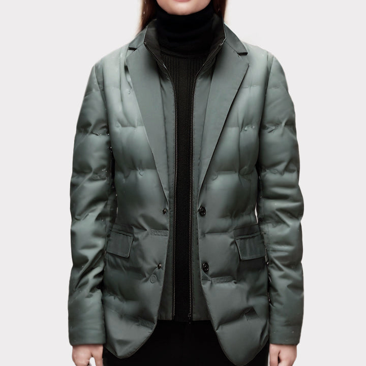 Abrigo Acolchado Mujer Estilo Blazer Ajustado