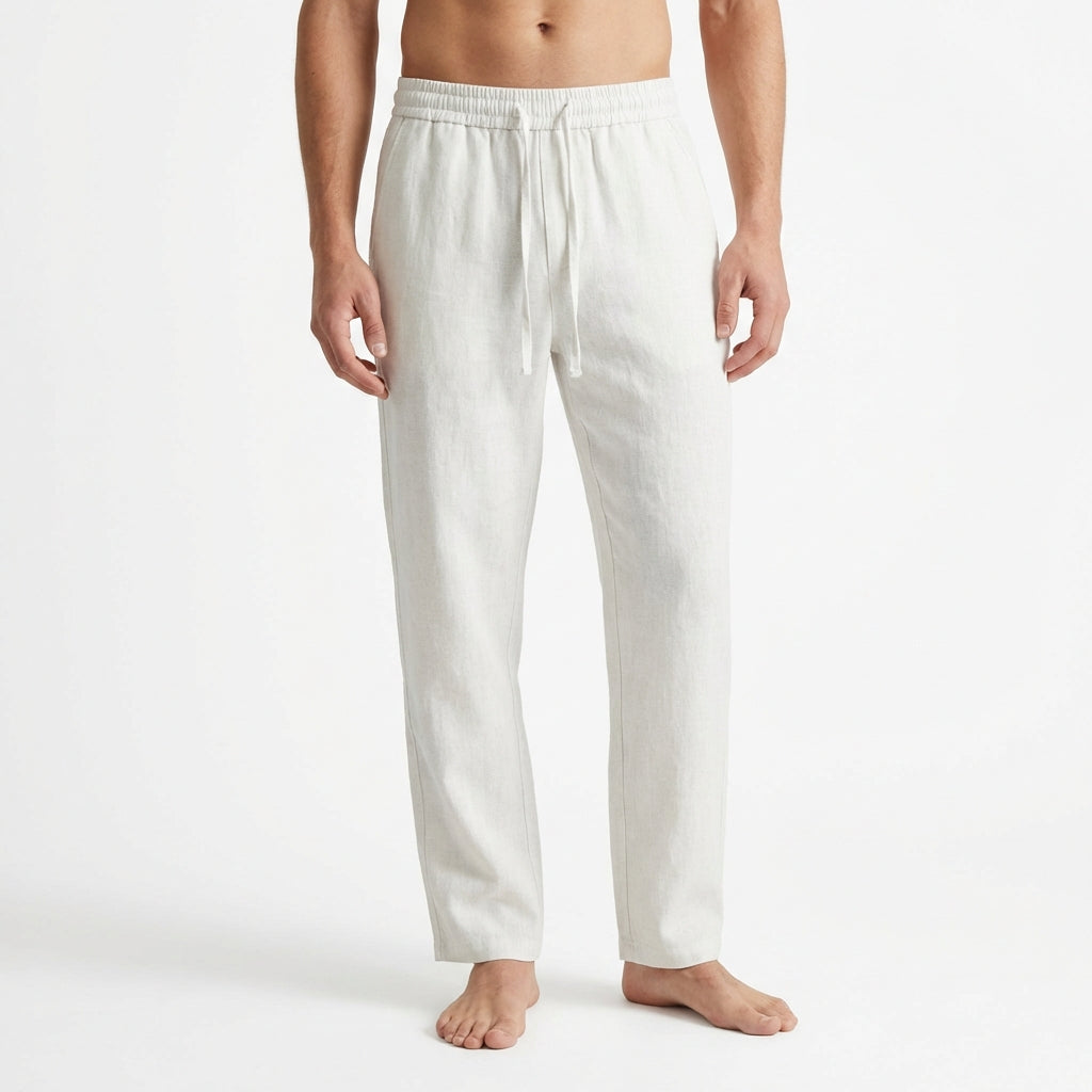 Pantalón Recto Hombre con Cordón y Cintura Elástica