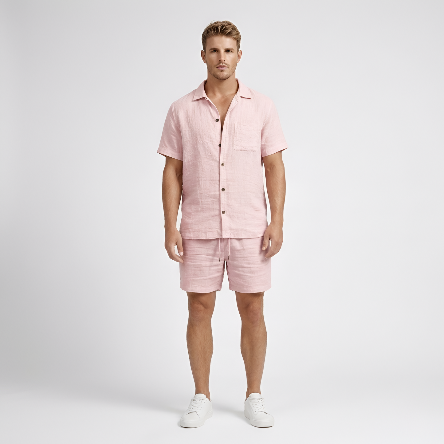 Conjunto Hombre de Lino Camisa de Botones y Bermudas