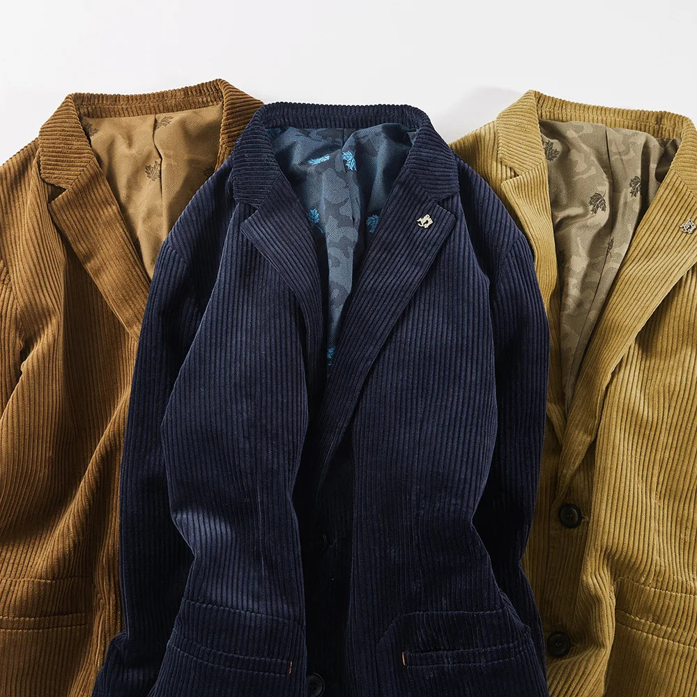 Blazer Hombre de Pana con Forro Floral Clásico