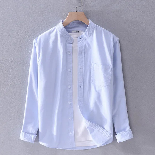 Camisa Hombre Algodón Cuello Mao Corte Recto