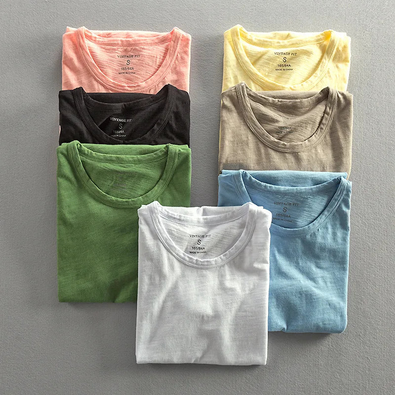 Camiseta Hombre de Algodón Cuello Redondo Manga Corta