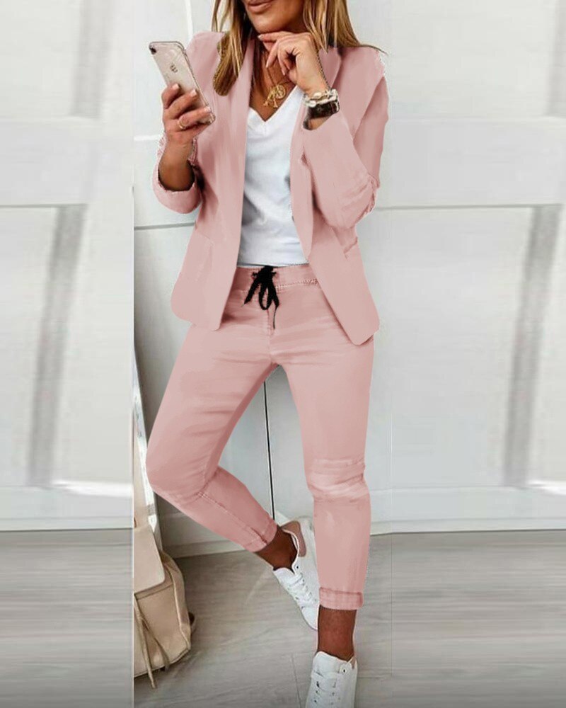 Conjunto Mujer Blazer y Joggers Casual Comodo