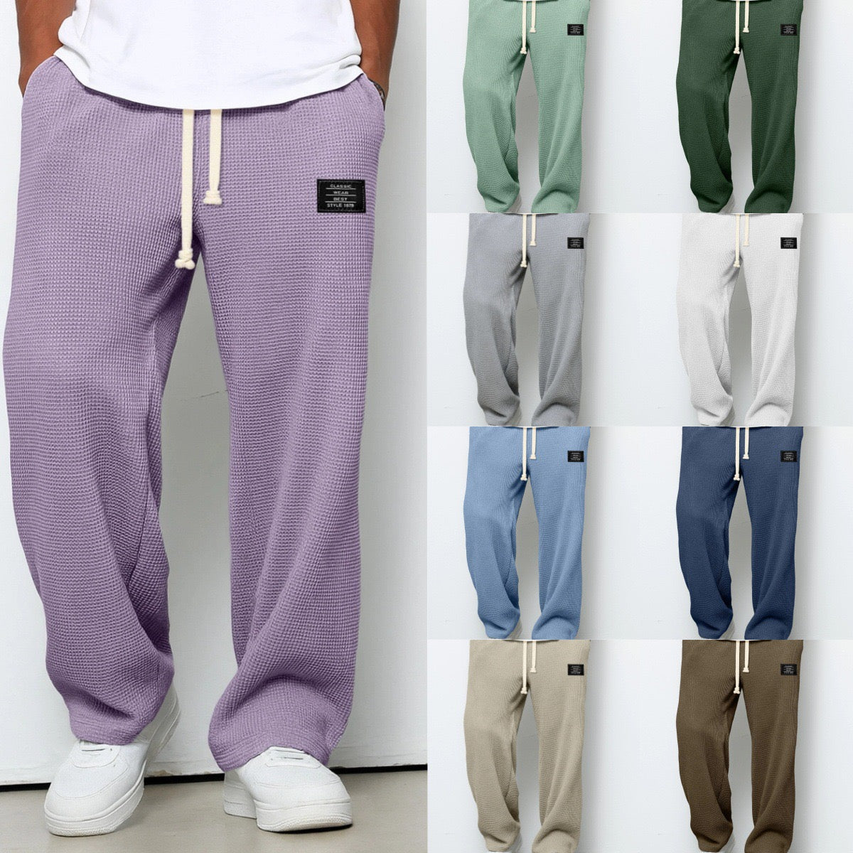 Pantalones hombre de pierna ancha tela suave ajuste relajado