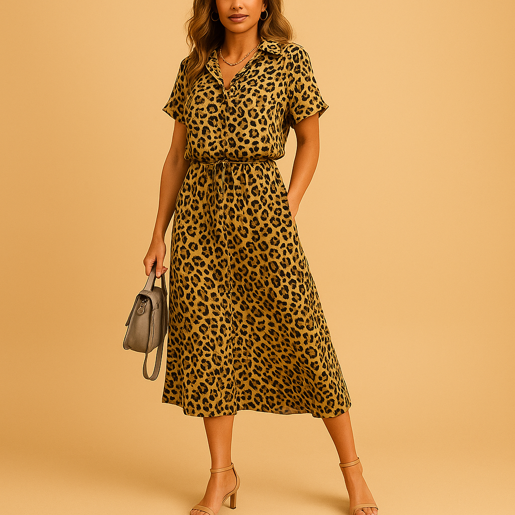 Vestido midi mujer de verano con estampado de lunares