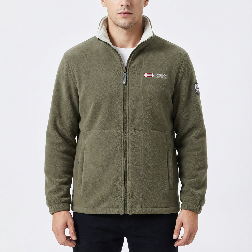 Chaqueta Outdoor Hombre con Cremallera Completa y Ajuste Regular