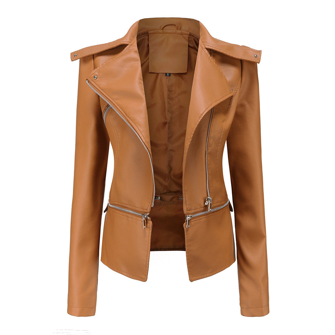 Cazadora Mujer Estilo Biker Metalizada Moderno