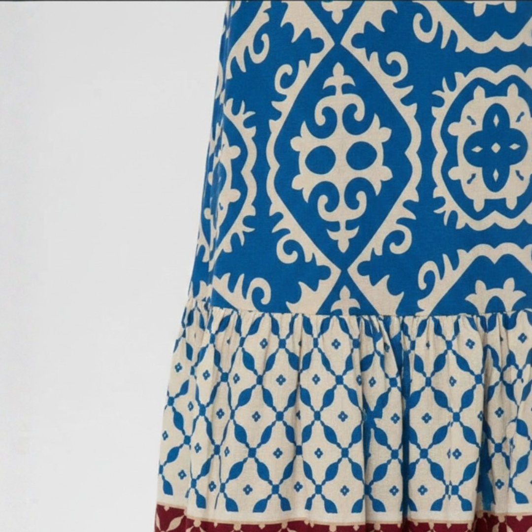Falda Larga Mujer Estampada Volante Bajo Maxi