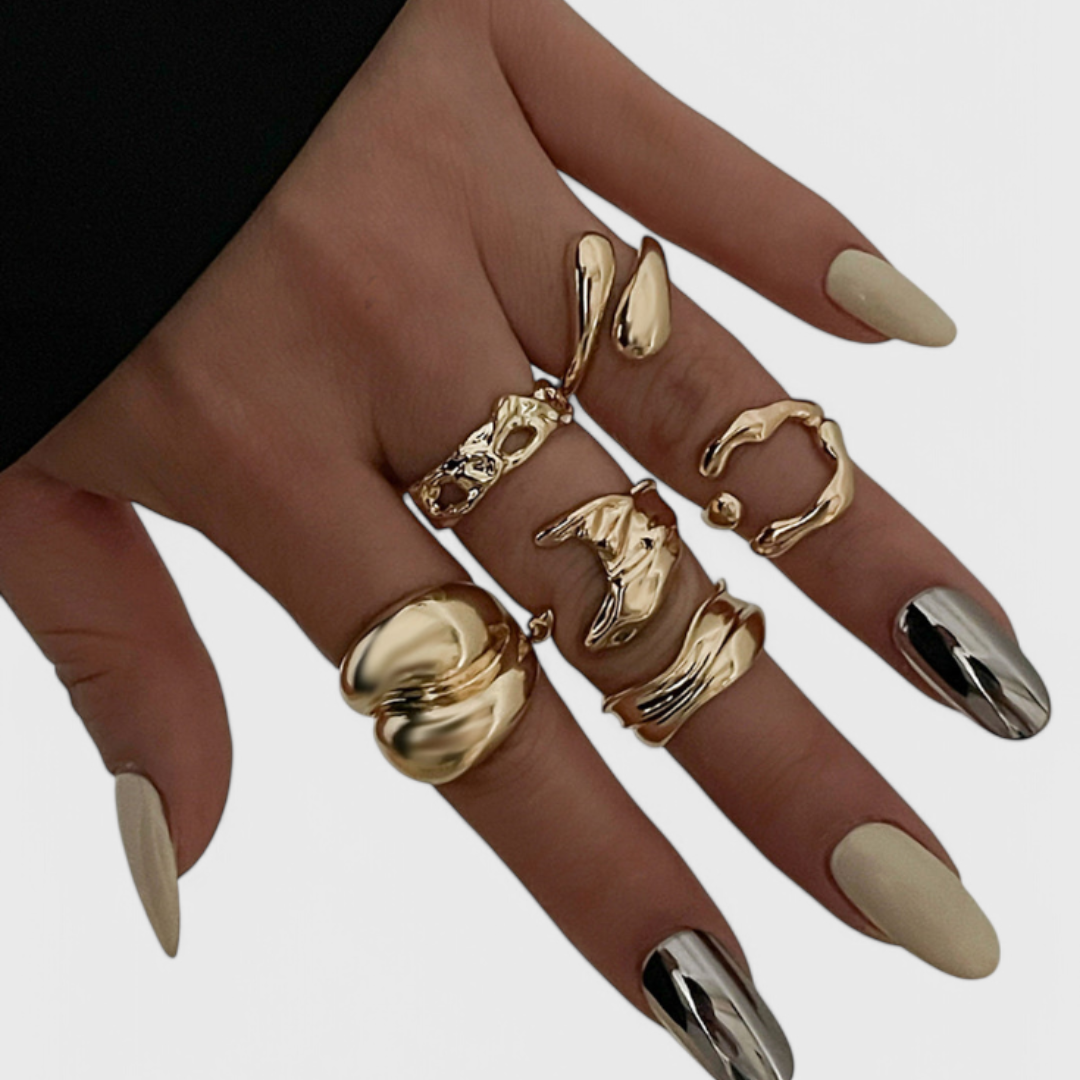 Conjunto de Anillos Mujer Múltiples Capas Ajustables