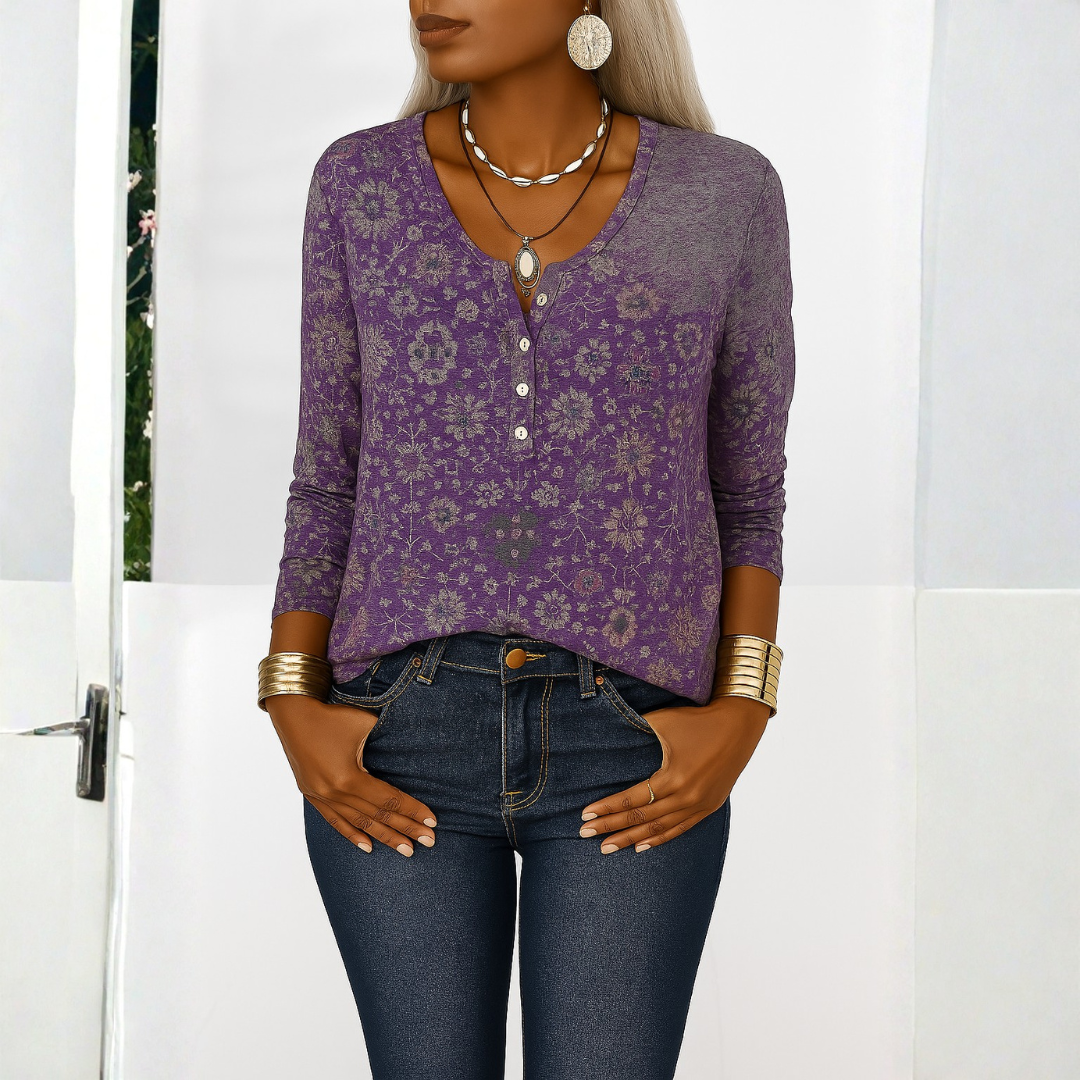 Blusa Mujer Estampado Floral Escote en V Boho