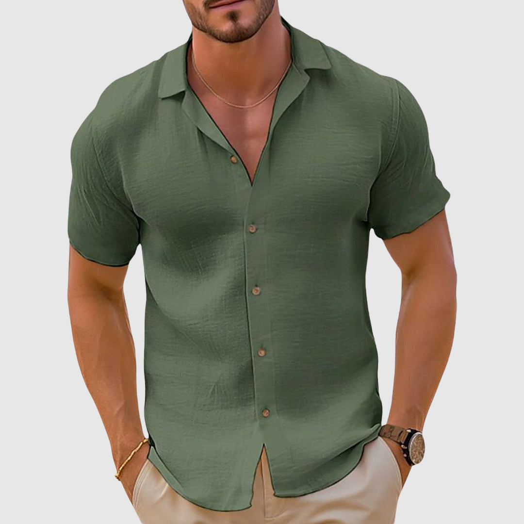 Camisa Hombre de Lino Manga Corta Verano