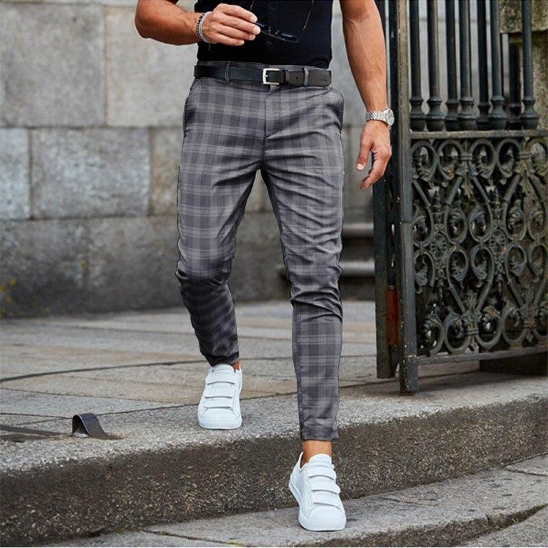 Pantalones Chinos Hombre Estampado Cuadros Ajuste Regular