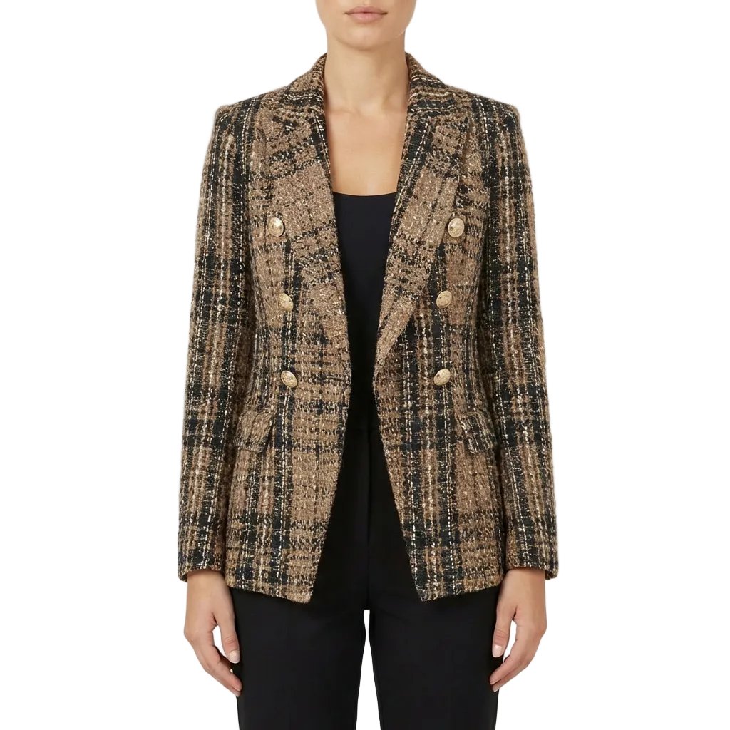 Blazer Mujer con Botones Decorativos Cierre Cruzado Elegante