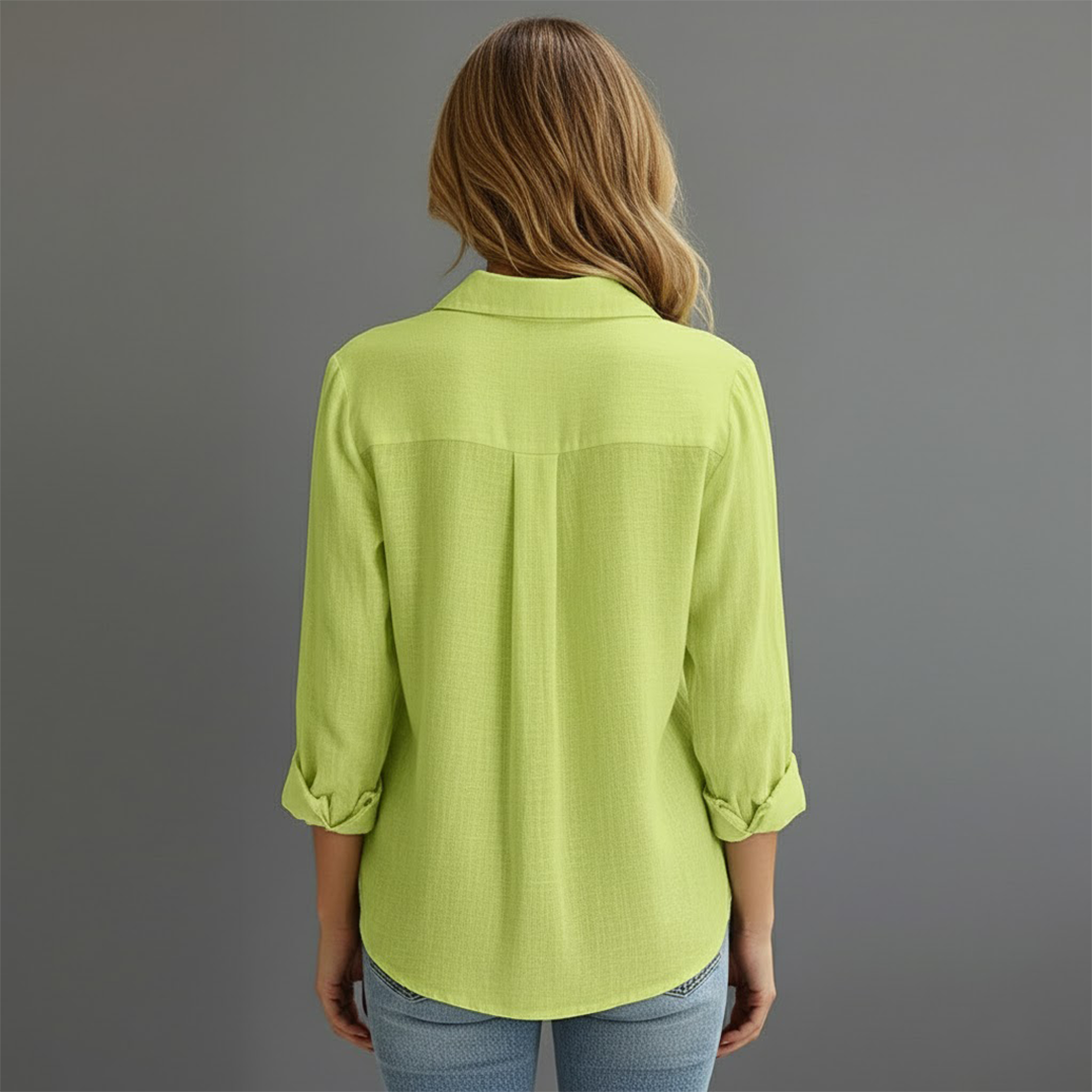 Blusa Mujer Manga Larga Botones Ajuste Clásico
