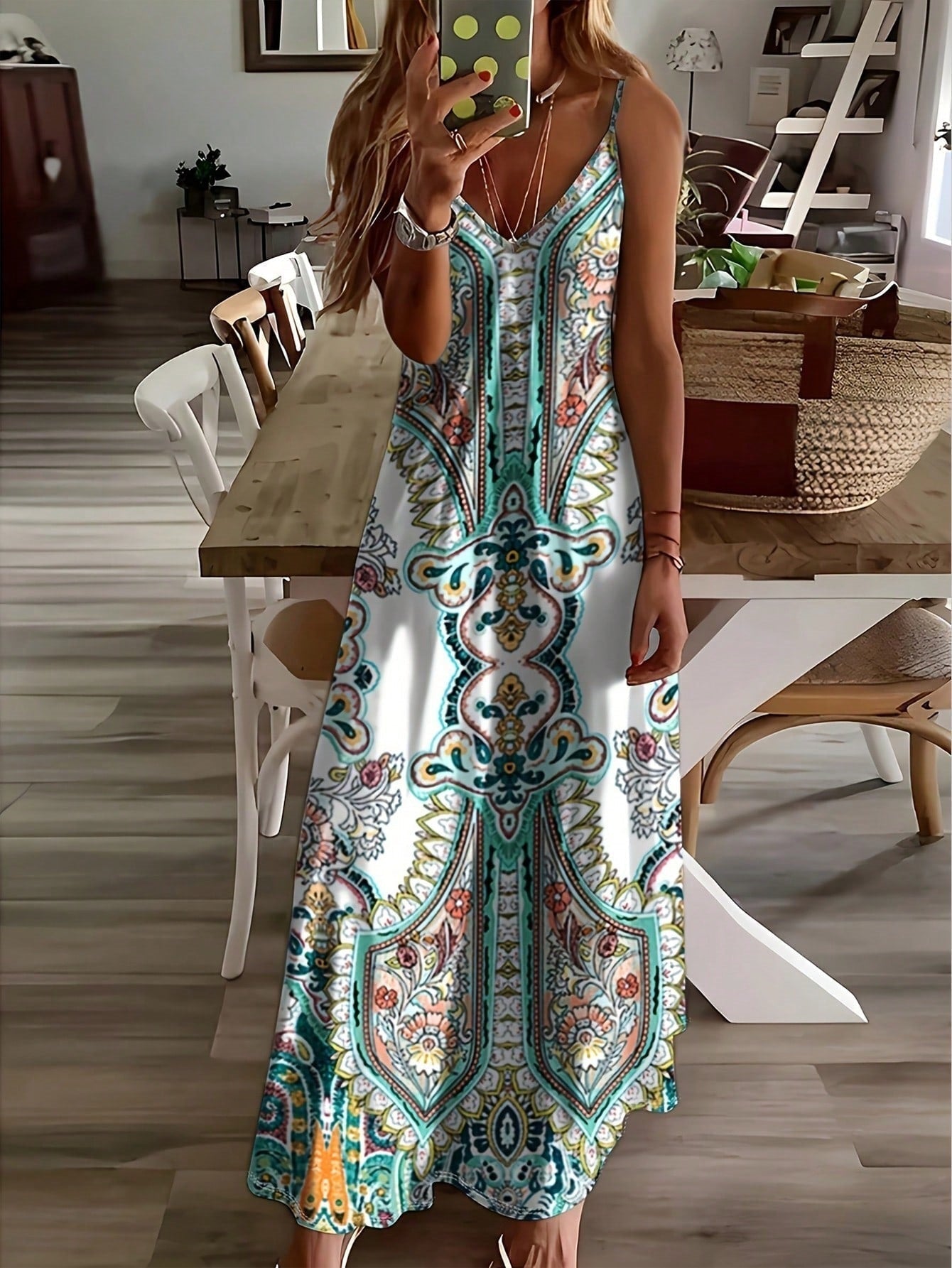 Lucía | Vestido Largo Boho con Estampado de Cachemira para Mujer, Ideal para Verano 5