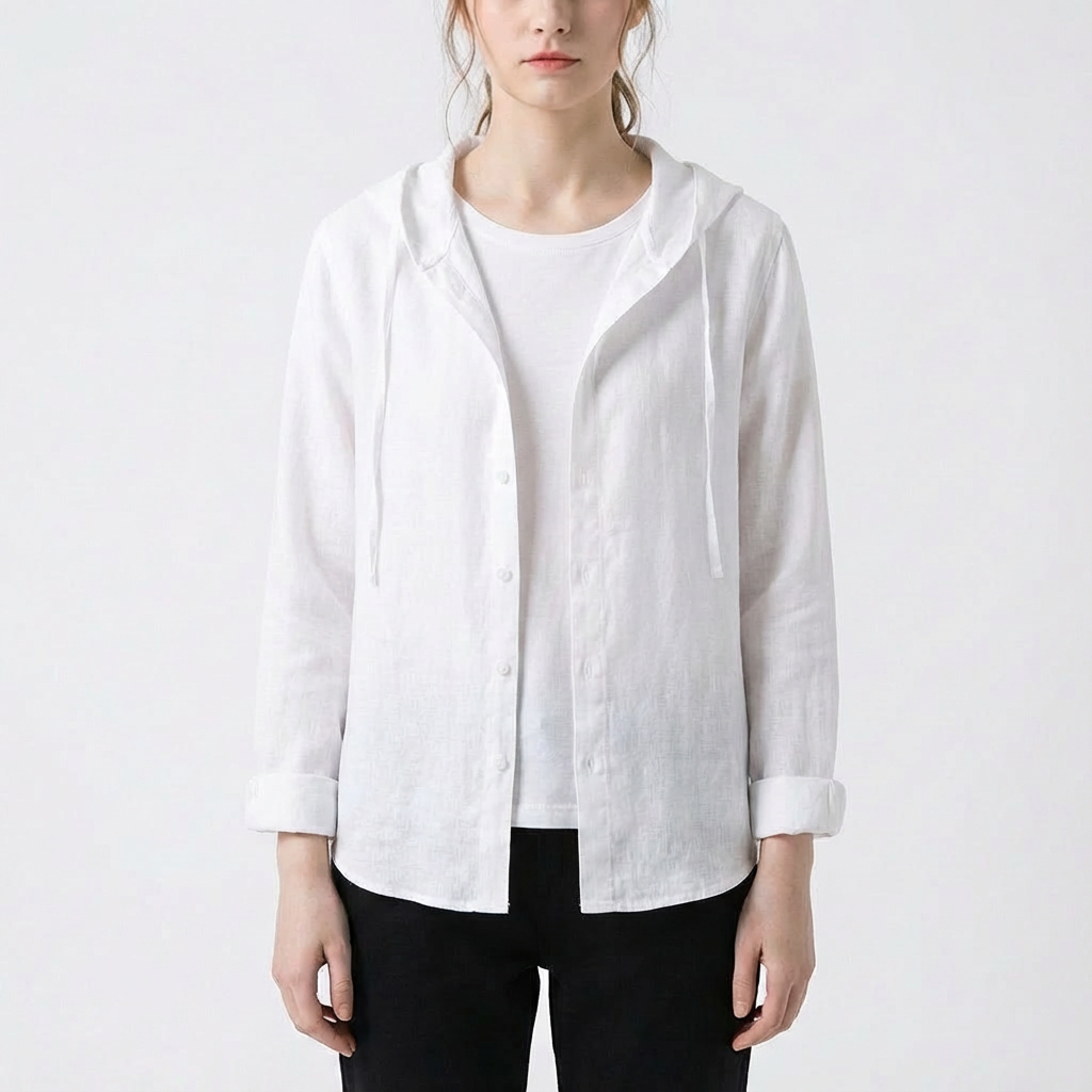 Camisa Mujer Algodón Capucha Corte Oversize Casual