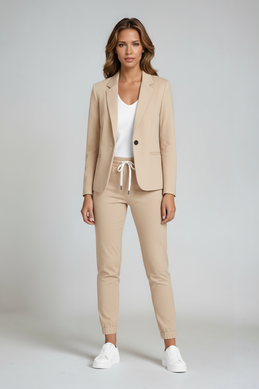 Conjunto Mujer Blazer y Pantalón Slim Fit Estilo Estructurado