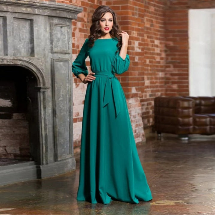 Vestido Mujer de Tela Suave Manga Larga Ajustado