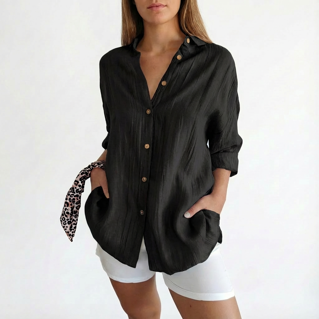 Camisa Mujer Oversize Algodón Botones