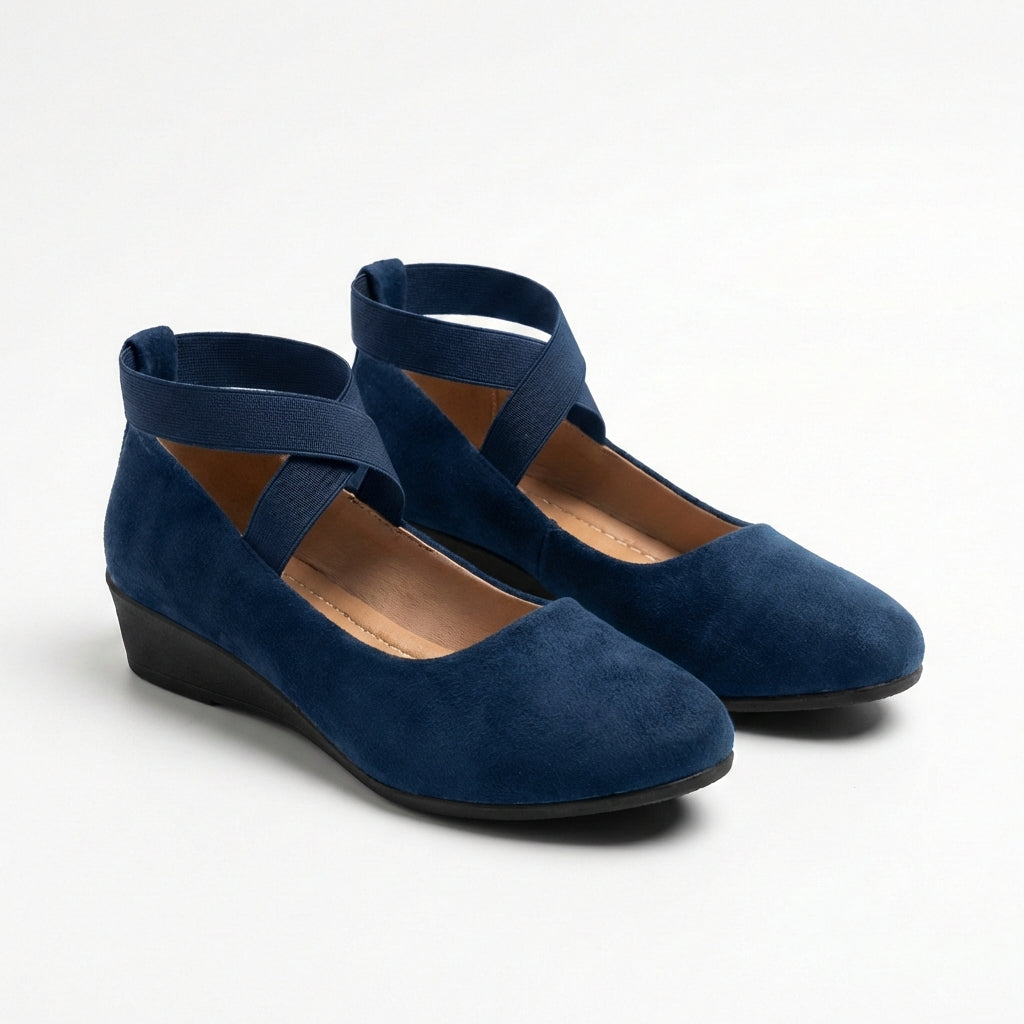 Zapatos Cuña Baja Mujer con Tiras Cruzadas