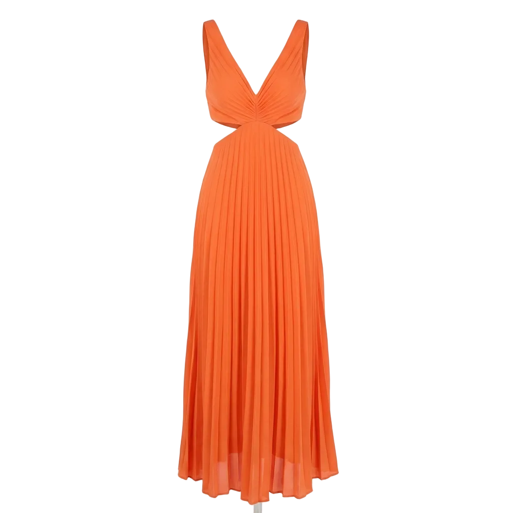 Vestido Midi Mujer Plisado Ajuste Clásico