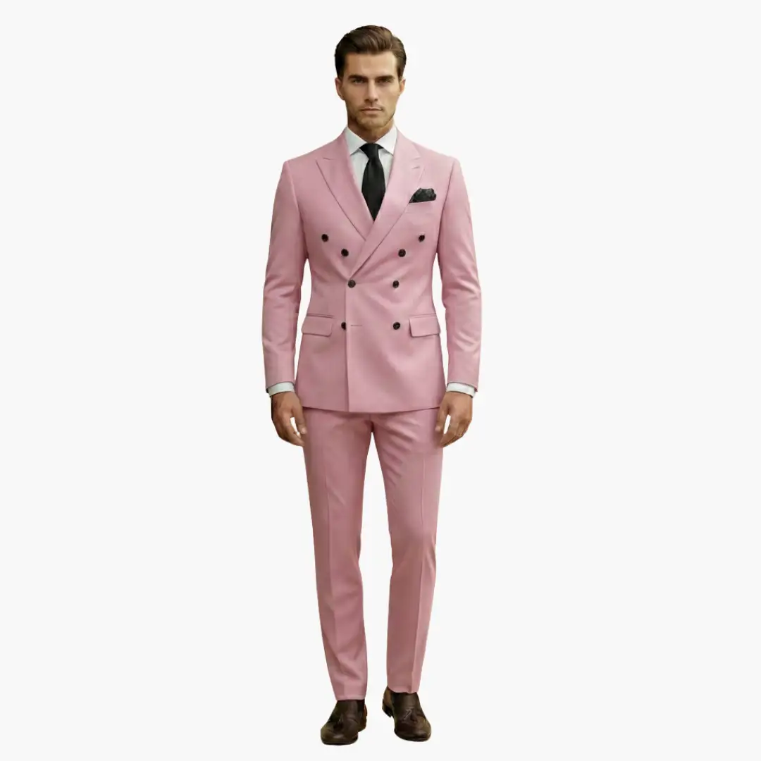Traje Hombre de Dos Piezas Blazer Cruzado Pantalón Ajustado