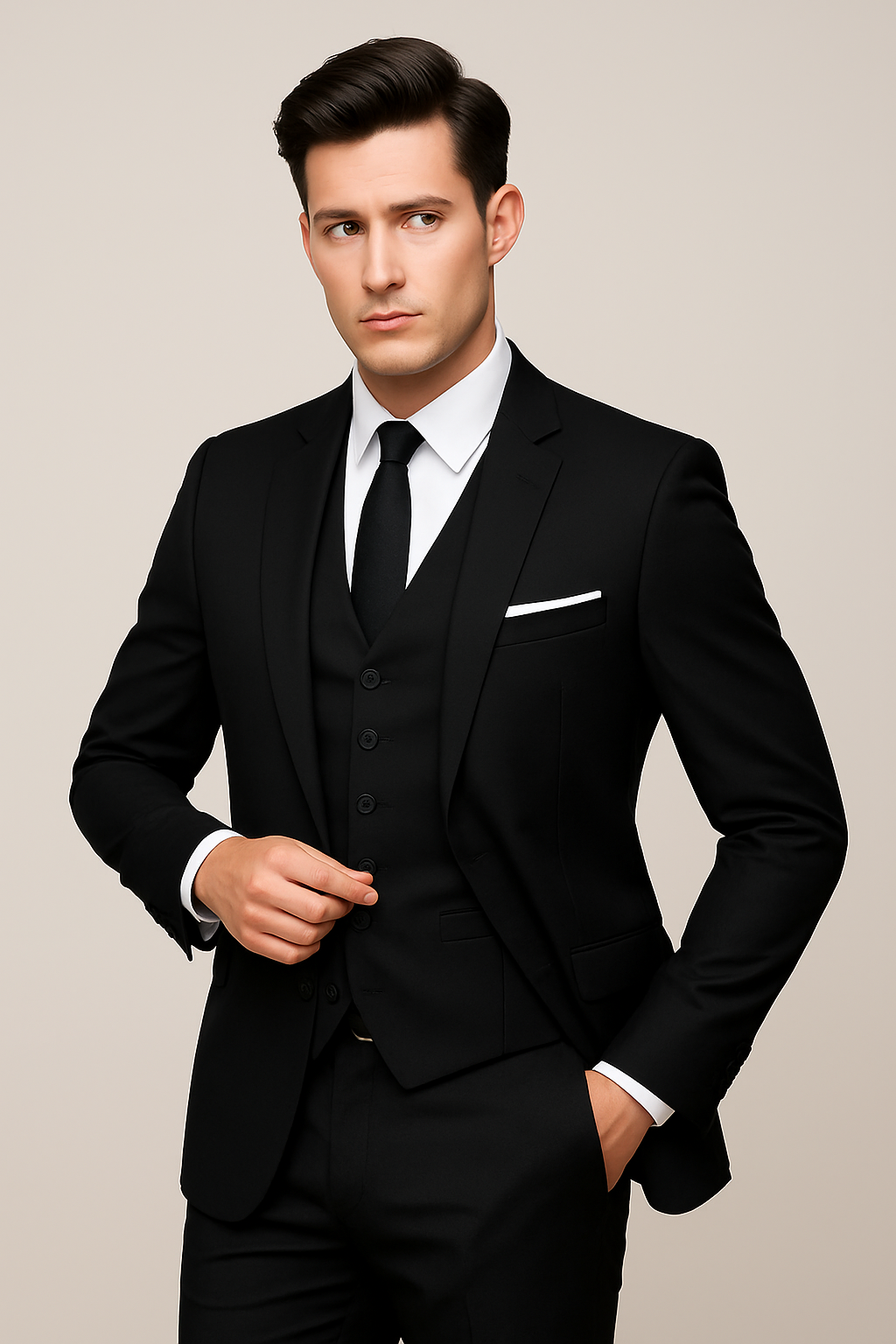 Traje clásico hombre tres piezas primavera elegante