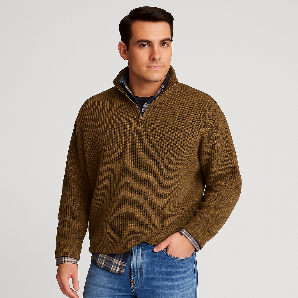 Jersey Hombre Primavera Media Cremallera Estilo Pulóver