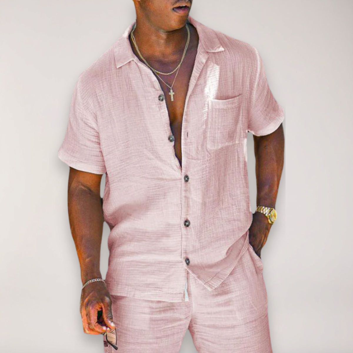 Conjunto Hombre de Lino Camisa y Pantalón Ligero Transpirable