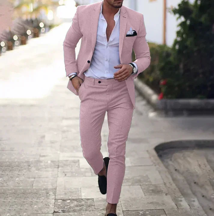 Traje Hombre Blazer y Pantalón Lino Ajuste Moderno