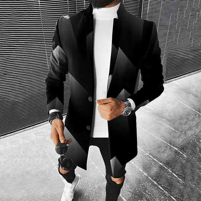 Chaqueta Hombre Moderna Diseño Geométrico Ajuste Regular