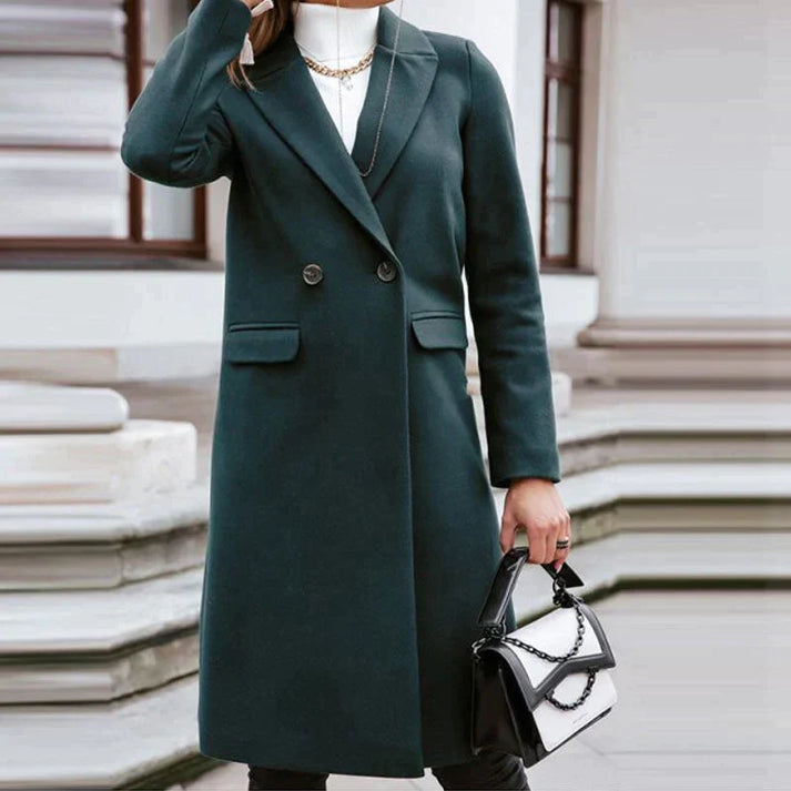 Abrigo Largo Mujer de Lana Estilo Clásico