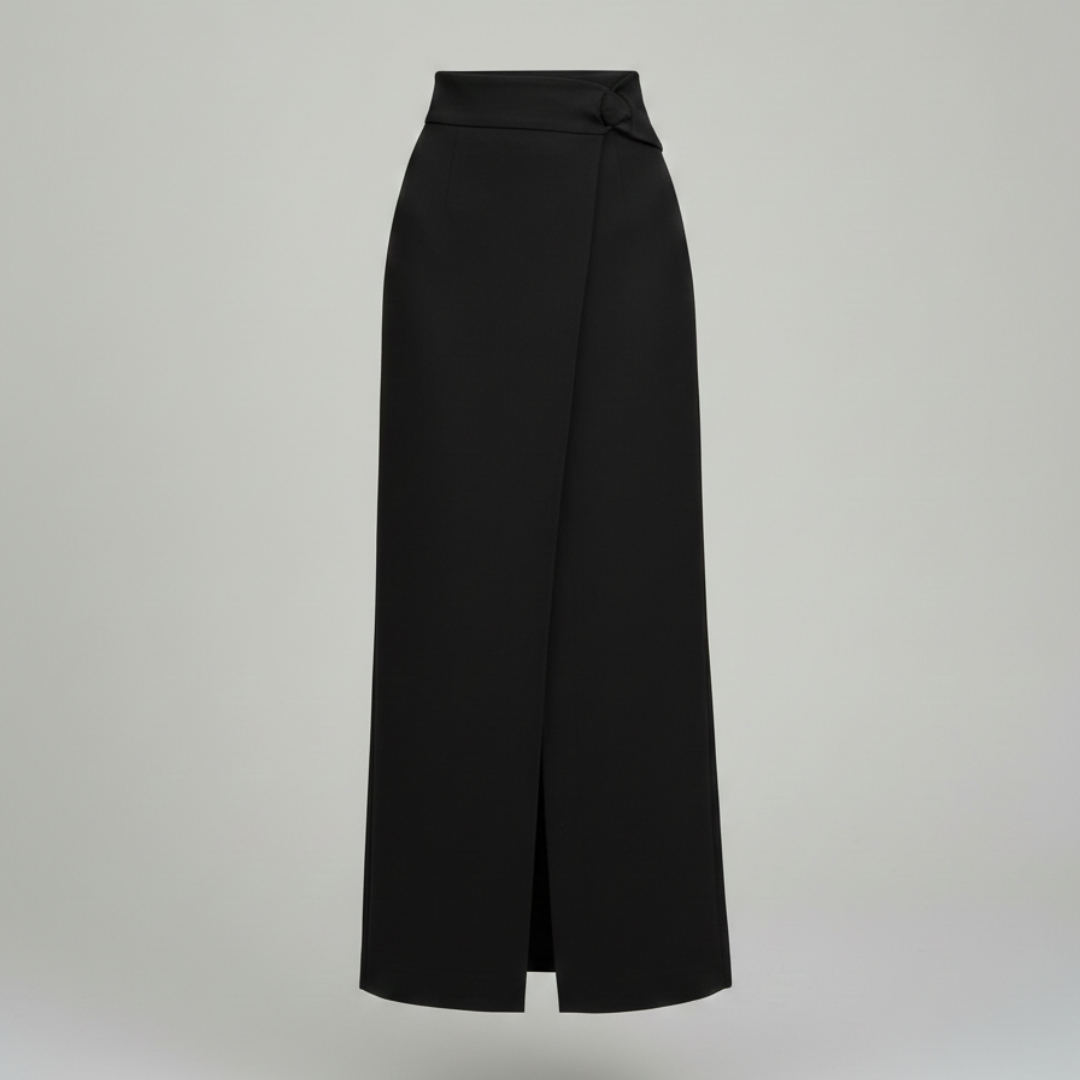 Falda Midi Mujer con Abertura Frontal Corte Recto